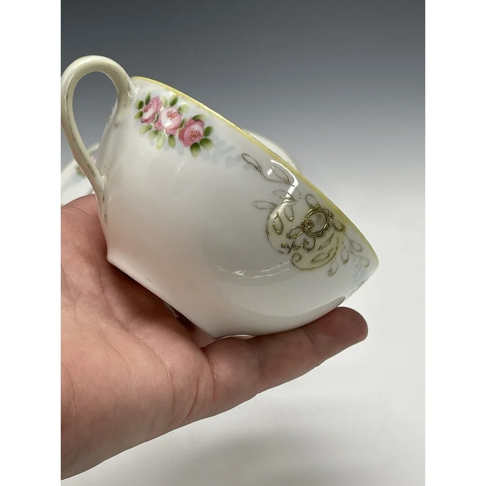 Antique Nippon Teacup & Saucer Plate Hand‎ Painted Floral A50